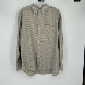 Ralph Lauren‎ Golf Tilden Men's Checkered Shirt Ivory & Black 100% Cotton Sz XXL